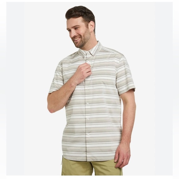 Arc’teryx Brohm Short Sleeve Striped Shirt in Ethereal Rune Brown L NWOT - Picture 1 of 9